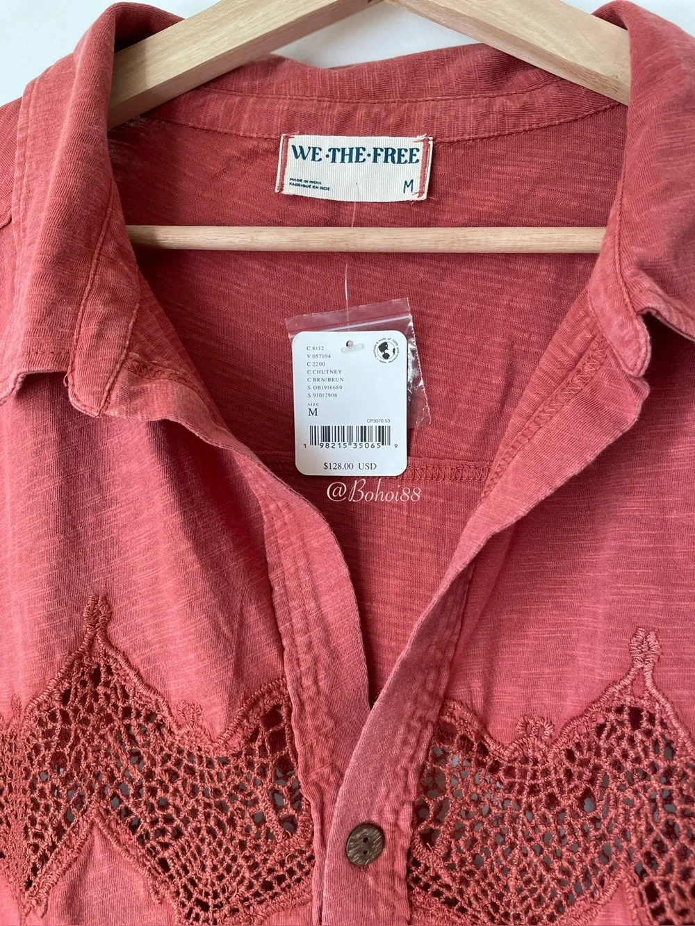 NWT Free People We The Free Luca Tee Button Down Top